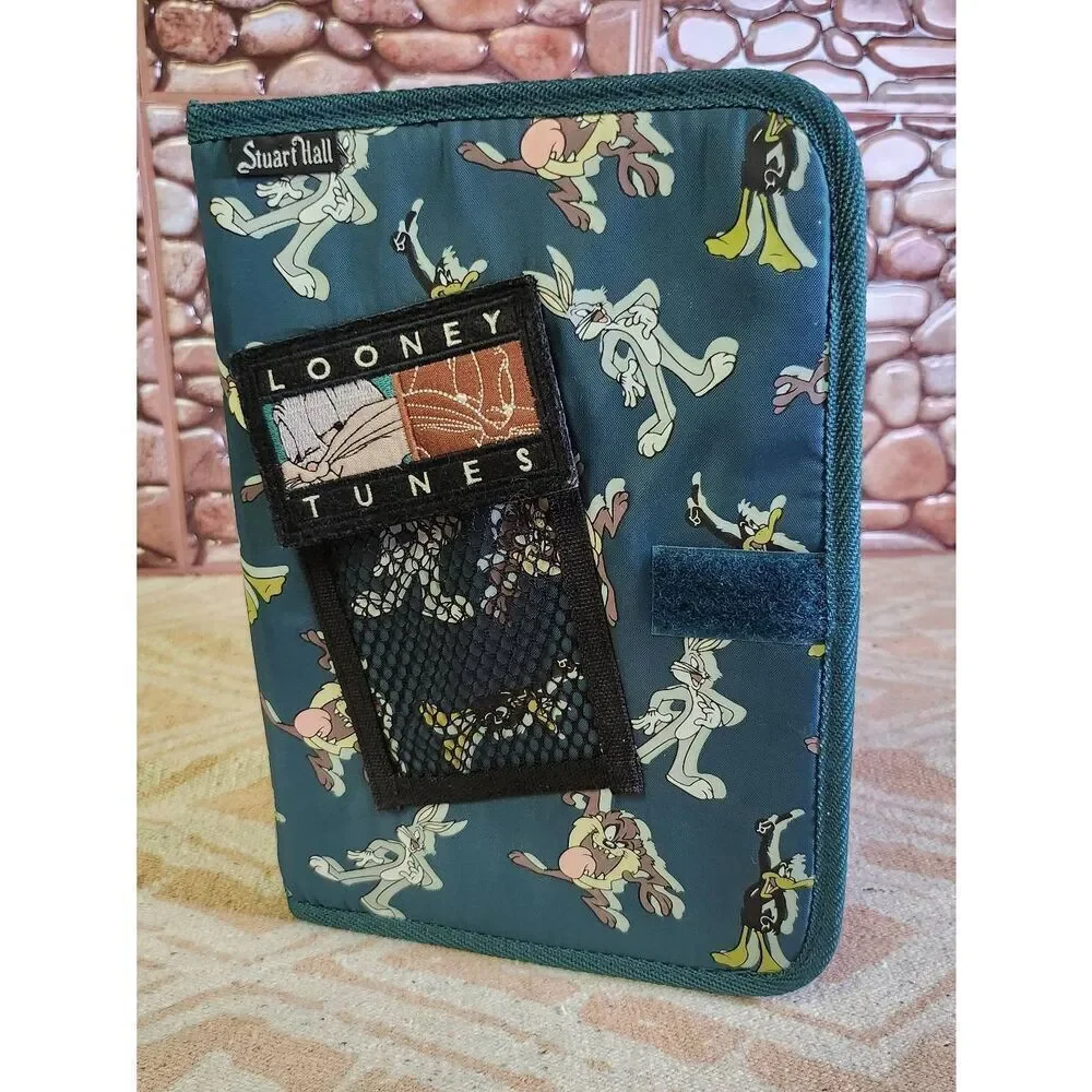 Vtg Looney Tunes 3 Ring Binder Green Bugs Bunny Taz Daffy 1998 #A53